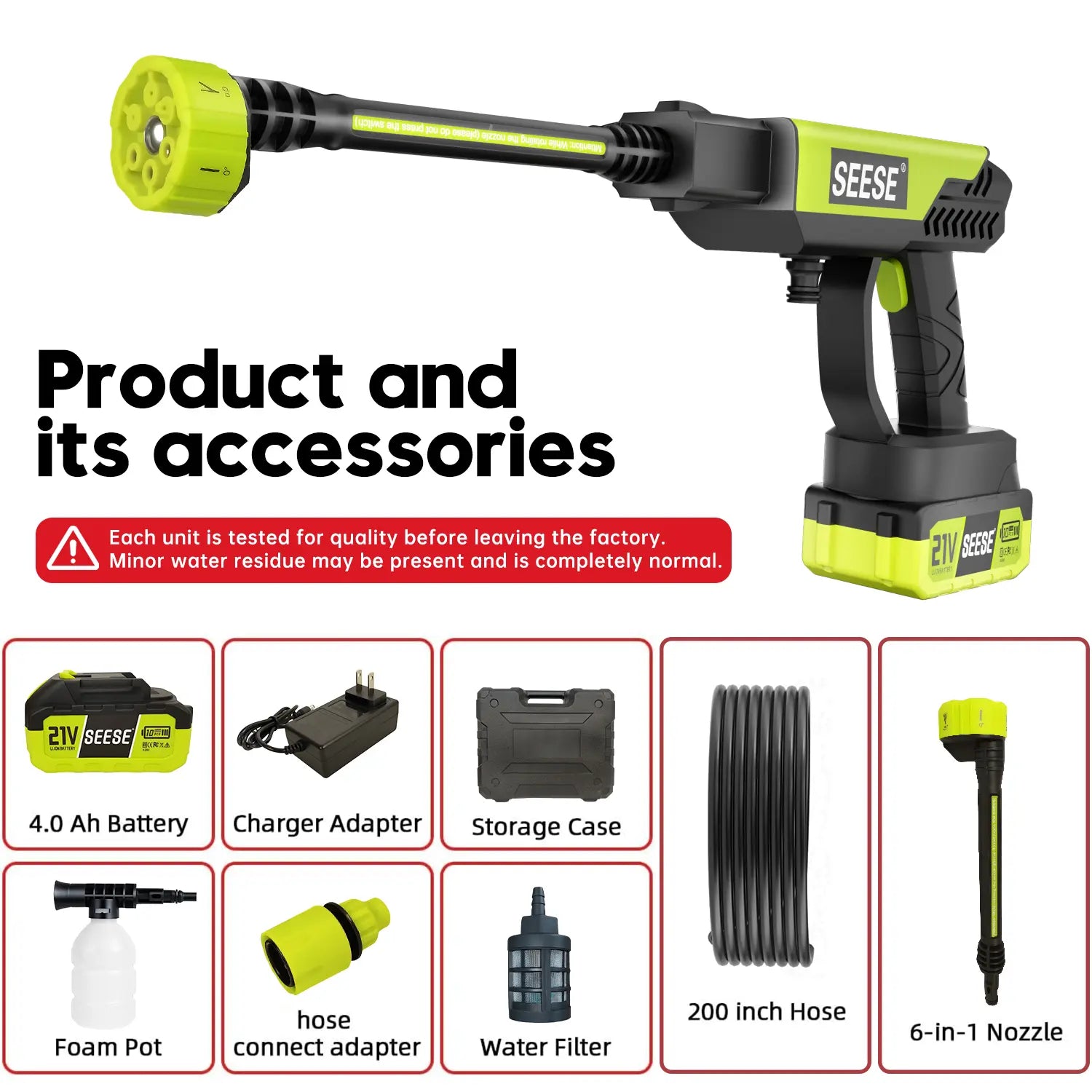 SEESE Cordless Pressure Washer with Single Port Charger Base - Portable Cleaning Solution for Automotive, Home, and Garden Use