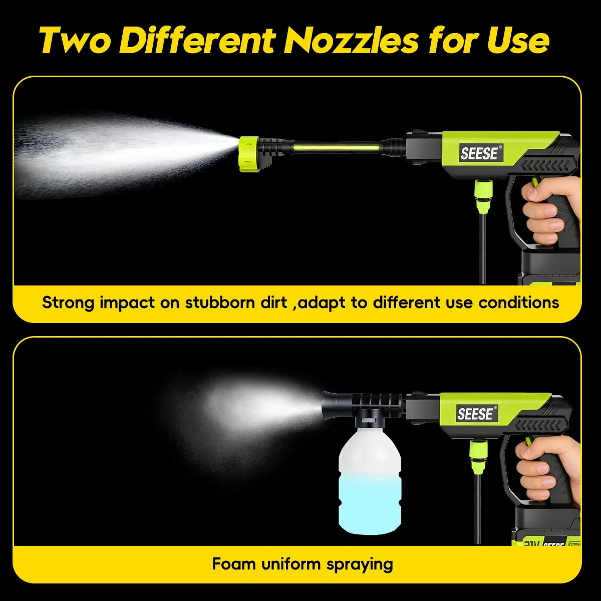SEESE Cordless Pressure Washer with Single Port Charger Base - Portable Cleaning Solution for Automotive, Home, and Garden Use