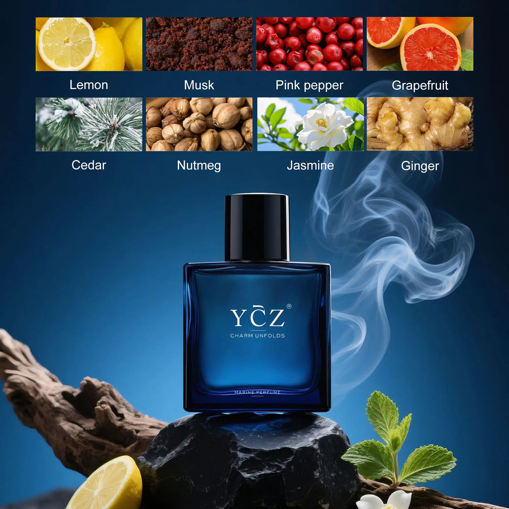 YCZ Midnight Marine Eau De Parfum 50ml Unisex | Luxurious Aromatic Aquatic Woody Fragrance with Bergamot, Coconut, and Amber | Long-Lasting Arabian Scent for Men and Women | Premium Gift Option