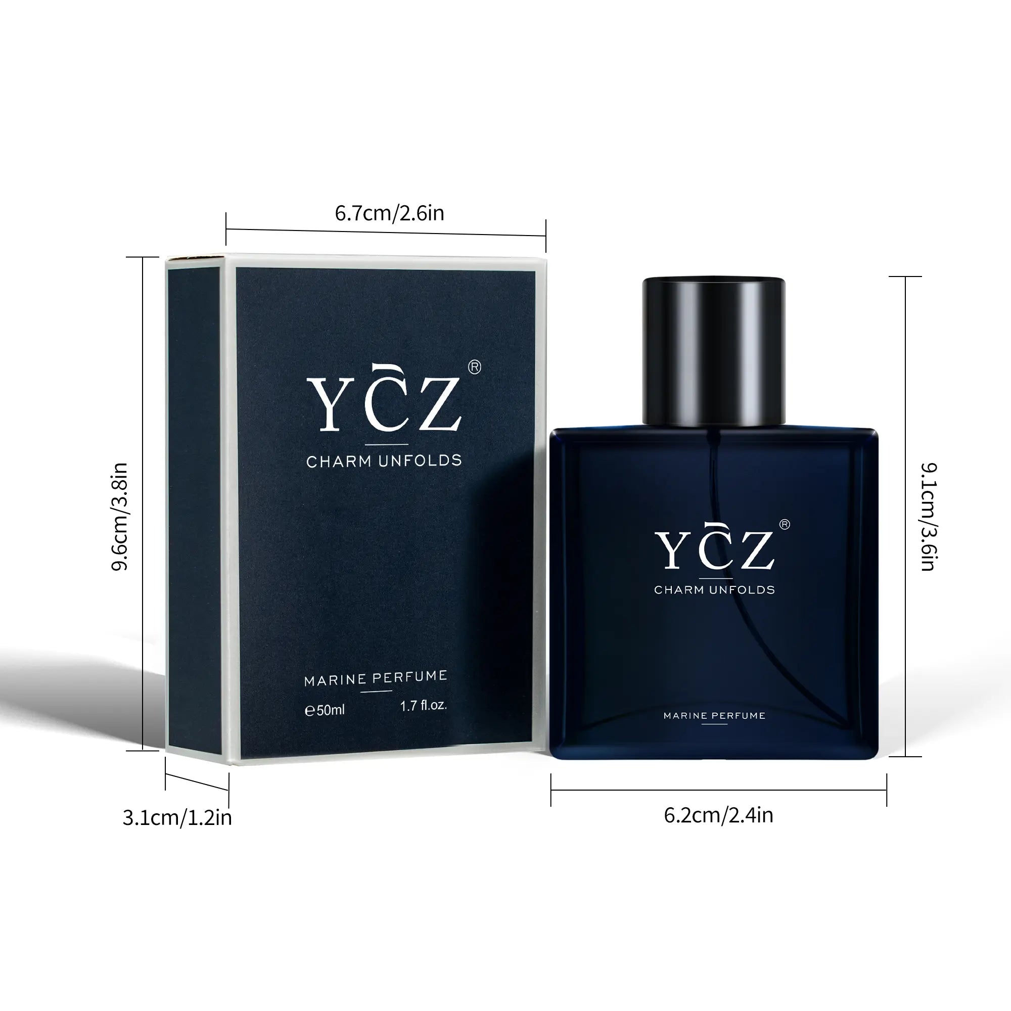 YCZ Midnight Marine Eau De Parfum 50ml Unisex | Luxurious Aromatic Aquatic Woody Fragrance with Bergamot, Coconut, and Amber | Long-Lasting Arabian Scent for Men and Women | Premium Gift Option