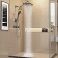 12 Inch High Pressure Rain Shower Head Combo with Adjustable Extension Arm - Wide Rainfall & 5 Spray Handheld Showerhead - Dual Anti-Clog Nozzles for Ultimate Shower Experience, Silver Chrome