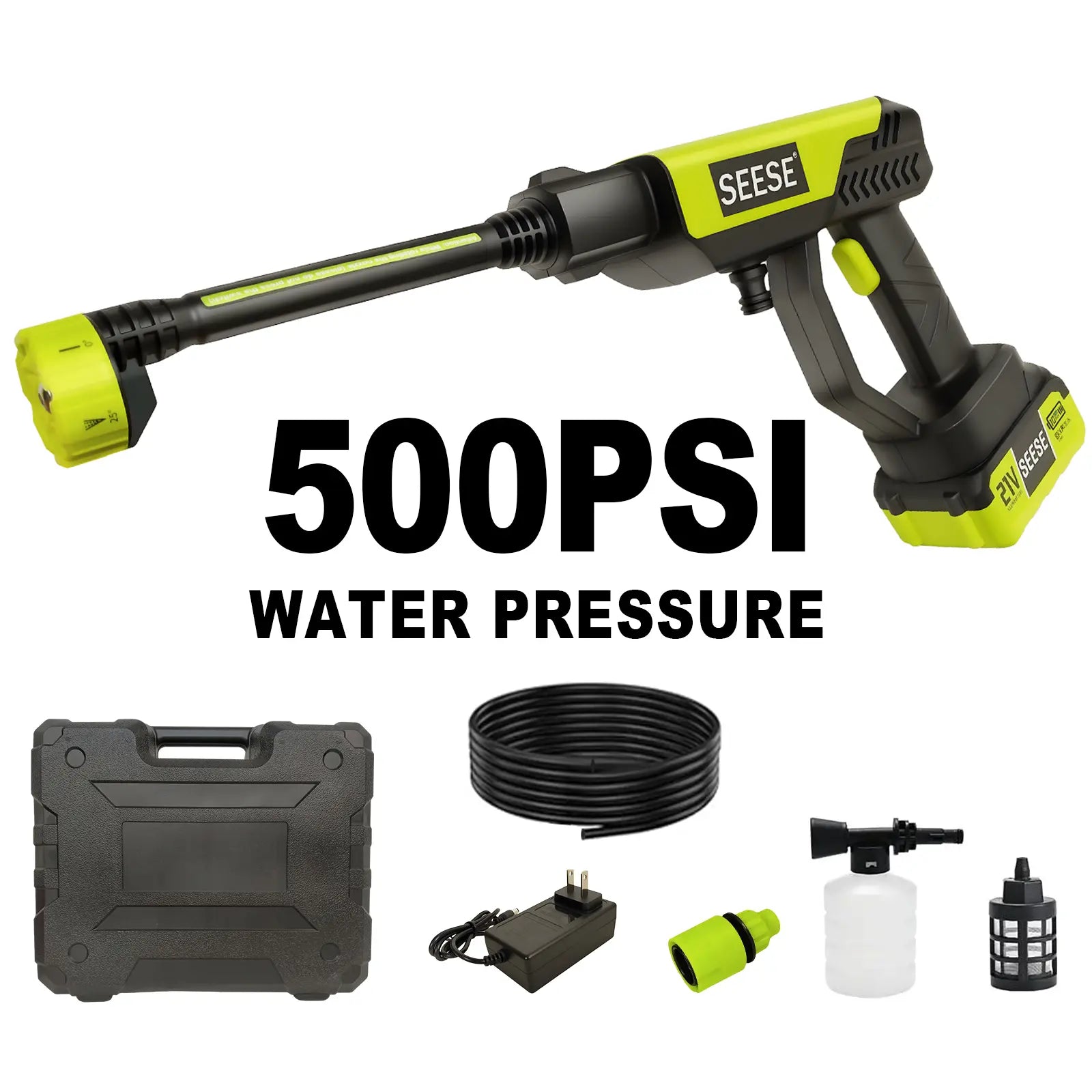 SEESE Cordless Pressure Washer with Single Port Charger Base - Portable Cleaning Solution for Automotive, Home, and Garden Use